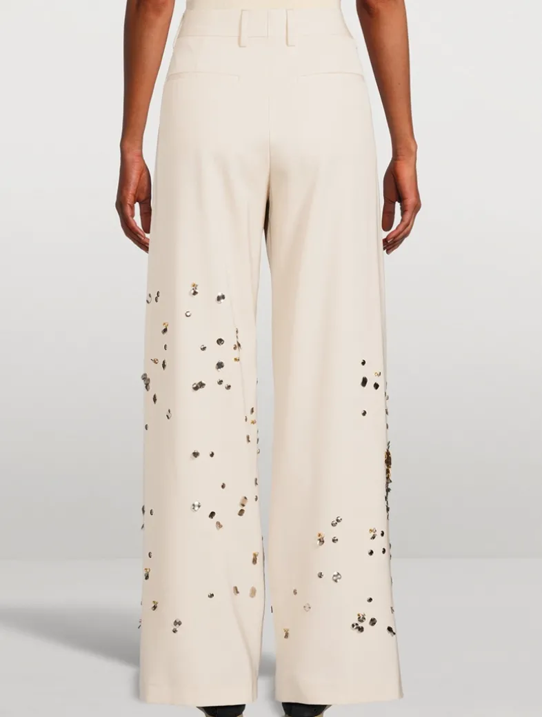 Paxy Embellished Straight-Leg Wool Trousers