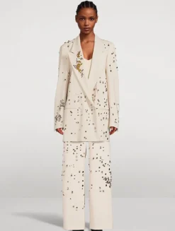 Paxy Embellished Straight-Leg Wool Trousers