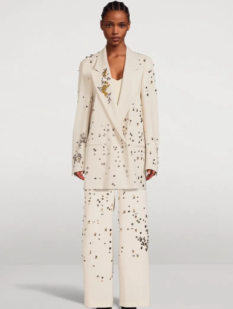 Paxy Embellished Straight-Leg Wool Trousers