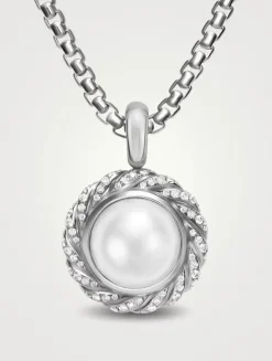 Pearl Classics Cable Halo Amulet In Sterling Silver With Diamonds, 18.8mm