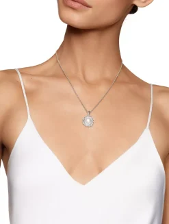 Pearl Classics Cable Halo Amulet In Sterling Silver With Diamonds, 18.8mm