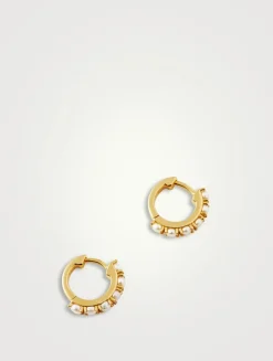 Pearl Huggie Hoop Earrings