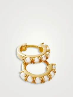 Pearl Huggie Hoop Earrings