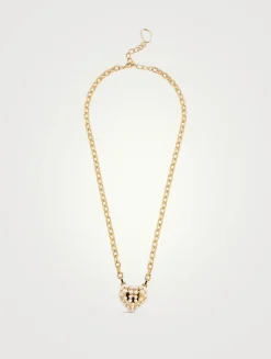 Pearl-Set Heart Pendant Necklace