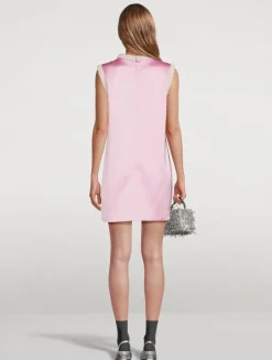 Pearl-Trim Satin Mini Dress