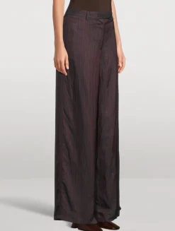 Penn Wide-Leg Trousers In Stripe Print