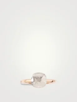 Petit Nudo 18K Rose And White Gold Ring With White Topaz