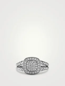 Petite Albion® Ring In Sterling Silver With Pavé Diamonds