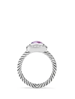 Petite Albion® Ring In Sterling Silver With Black Onyx And Pavé Diamonds