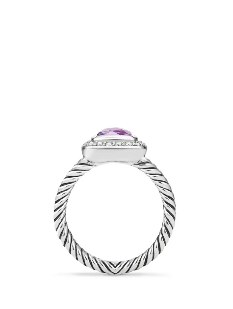 Petite Albion® Ring In Sterling Silver With Black Onyx And Pavé Diamonds