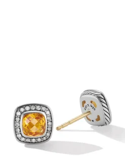 Petite Albion® Stud Earrings In Sterling Silver With Black Onyx And Pavé Diamonds