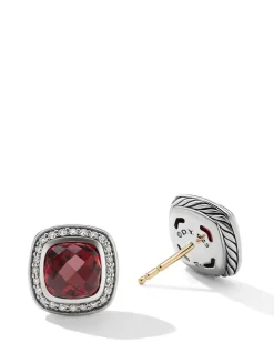 Petite Albion® Stud Earrings In Sterling Silver With Black Onyx And Pavé Diamonds