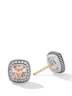 Petite Albion® Stud Earrings In Sterling Silver With Black Onyx And Pavé Diamonds