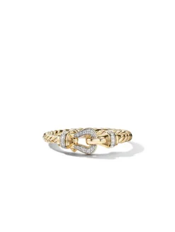 Petite Buckle Ring In 18k Yellow Gold With Pavé Diamonds