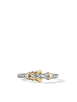 Petite Buckle Ring In Sterling Silver With 18k Yellow Gold