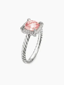 Petite Chatelaine® Pavé Bezel Ring In Sterling Silver With Black Onyx And Diamonds