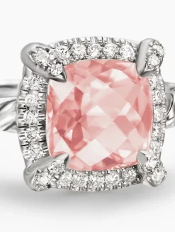 Petite Chatelaine® Pavé Bezel Ring In Sterling Silver With Black Onyx And Diamonds