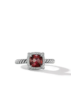 Petite Chatelaine® Pavé Bezel Ring In Sterling Silver With Black Onyx And Diamonds