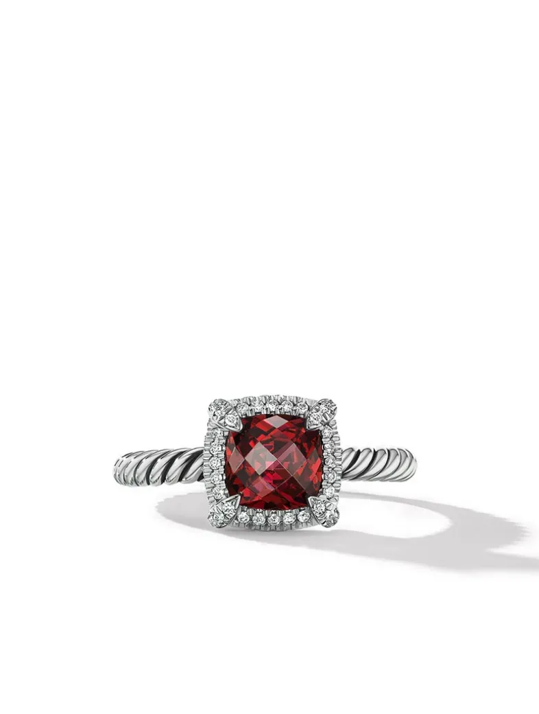 Petite Chatelaine® Pavé Bezel Ring In Sterling Silver With Black Onyx And Diamonds