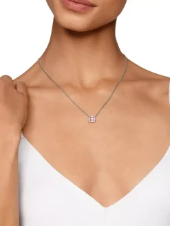 Petite Chatelaine® Pavé Bezel Pendant Necklace In Sterling Silver With Peridot And Diamonds, 7mm