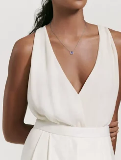 Petite Chatelaine® Pavé Bezel Pendant Necklace In Sterling Silver With Peridot And Diamonds, 7mm