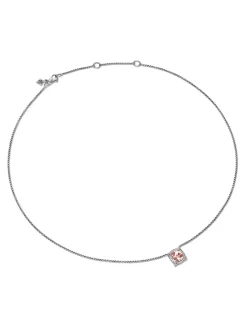 Petite Chatelaine® Pavé Bezel Pendant Necklace In Sterling Silver With Peridot And Diamonds, 7mm