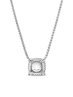 Petite Chatelaine® Pavé Bezel Pendant Necklace In Sterling Silver With Peridot And Diamonds, 7mm
