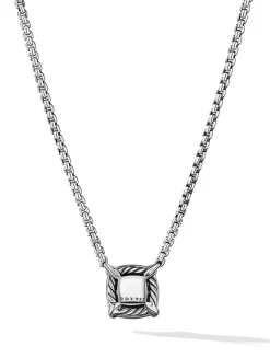 Petite Chatelaine® Pavé Bezel Pendant Necklace In Sterling Silver With Peridot And Diamonds, 7mm