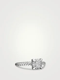 Petite Chatelaine® Ring In Sterling Silver With Pavé Diamonds, 7mm