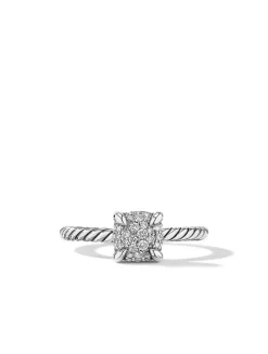 Petite Chatelaine® Ring In Sterling Silver With Pavé Diamonds, 7mm