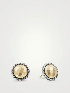Petite Chatelaine® Stud Earrings In Sterling Silver With 18k Yellow Gold Domes