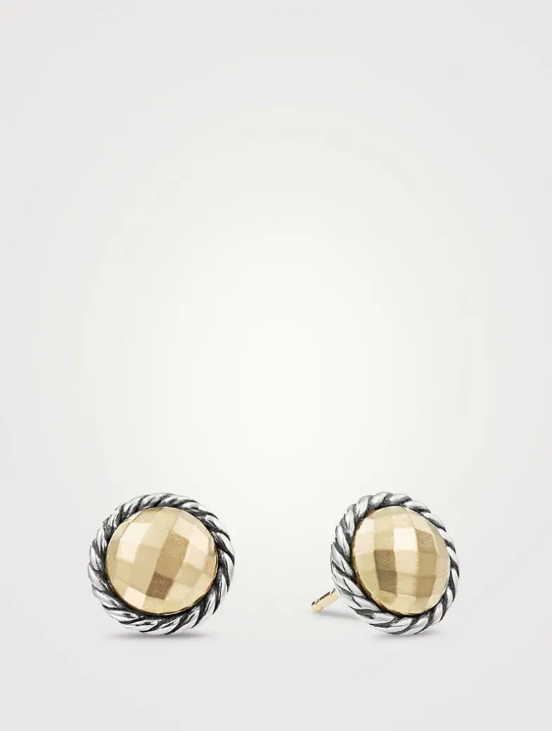 Petite Chatelaine® Stud Earrings In Sterling Silver With 18k Yellow Gold Domes