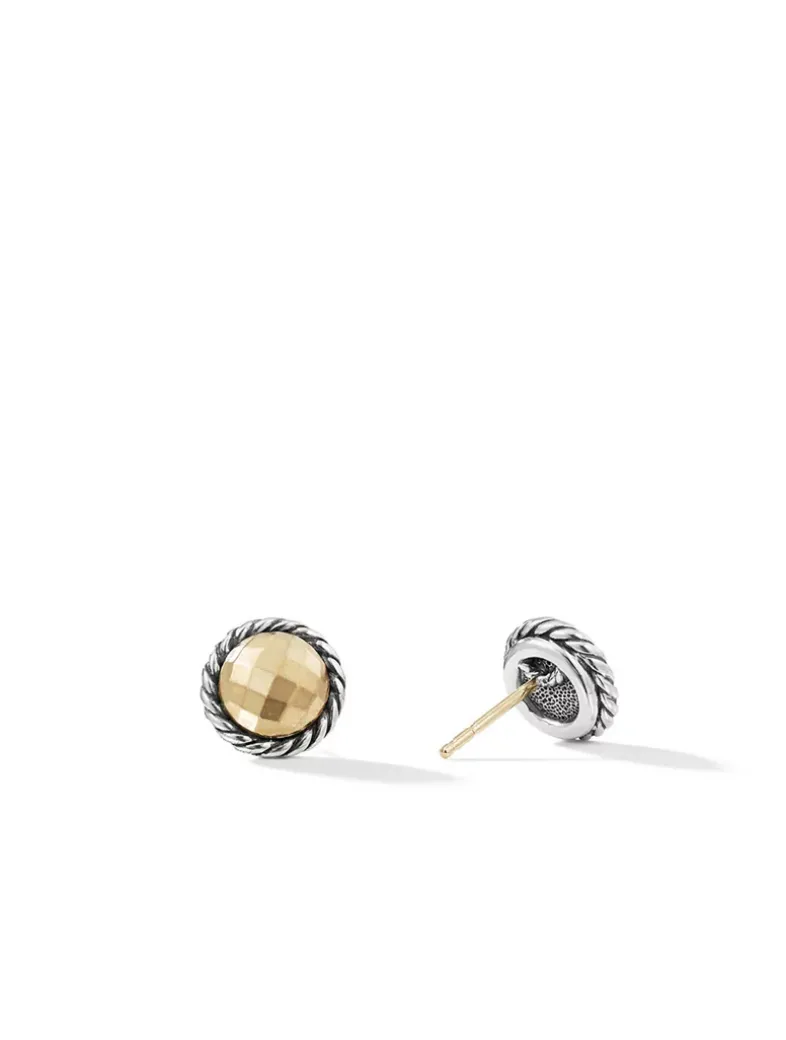 Petite Chatelaine® Stud Earrings In Sterling Silver With 18k Yellow Gold Domes