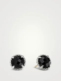 Petite Chatelaine® Stud Earrings In Sterling Silver With Black Onyx