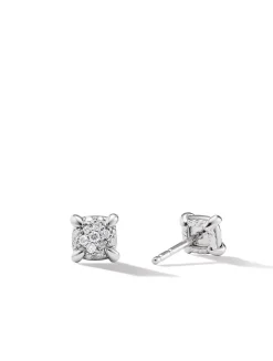 Petite Chatelaine® Stud Earrings In 18k White Gold With Pavé Diamonds