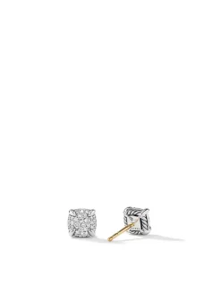 Petite Chatelaine® Stud Earrings In Sterling Silver With Full Pavé Diamonds