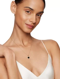 Petite Dy Elements Pendant Necklace In 18k Yellow Gold With Rhodonite And Diamonds, 17.8mm