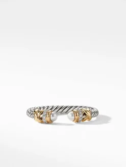 Petite Helena Ring In Sterling Silver With Pearls, 18k Yellow Gold And Pavé Diamonds