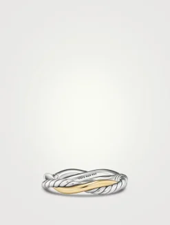 Petite Infinity Band Ring In Sterling Silver With 14k Yellow Gold