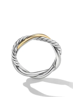 Petite Infinity Band Ring In Sterling Silver With 14k Yellow Gold