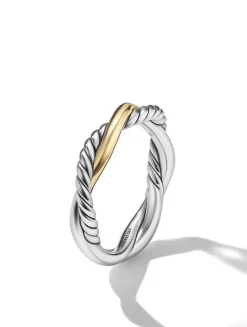 Petite Infinity Band Ring In Sterling Silver With 14k Yellow Gold