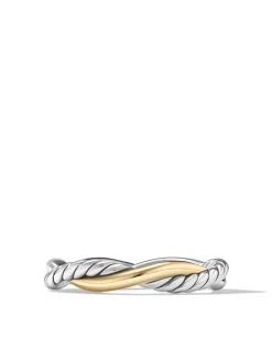 Petite Infinity Band Ring In Sterling Silver With 14k Yellow Gold