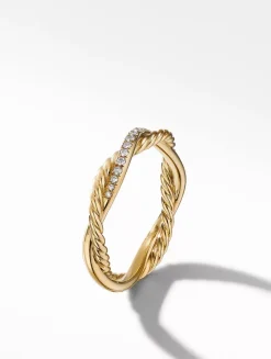 Petite Infinity Band Ring In 18k Yellow Gold With Pavé Diamonds