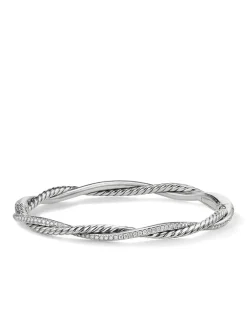 Petite Infinity Bracelet In Sterling Silver With Pavé Diamonds