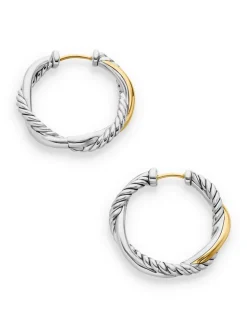 Petite Infinity Hoop Earrings In Sterling Silver With 14k Yellow Gold, 17.3mm