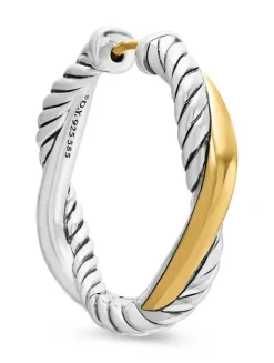 Petite Infinity Hoop Earrings In Sterling Silver With 14k Yellow Gold, 17.3mm