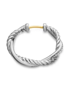 Petite Infinity Hoop Earrings In Sterling Silver With Diamonds, 17.3mm