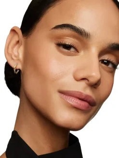 Petite Infinity Huggie Hoop Earrings In Sterling Silver With 14k Yellow Gold, 3mm