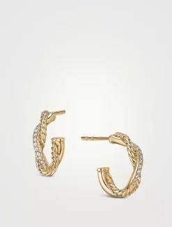 Petite Infinity Huggie Hoop Earrings In 18k Yellow Gold With Pavé Diamonds