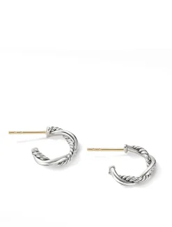 Petite Infinity Huggie Hoop Earrings In Sterling Silver With Pavé Diamonds
